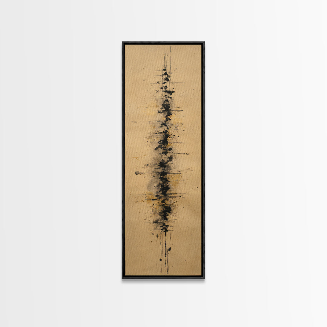 Ink Splatter and Long Brushstroke Composition Canvas Print, Calligraphy Art, Room Decor, Living Room Decor, Fine Art, Script, CAL-1x3-28