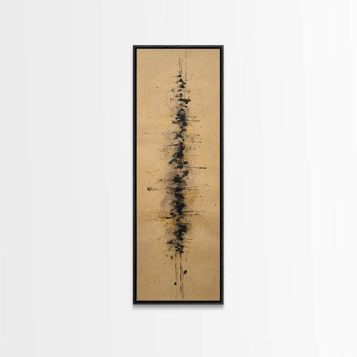 Ink Splatter and Long Brushstroke Composition Canvas Print, Calligraphy Art, Room Decor, Living Room Decor, Fine Art, Script, CAL-1x3-28