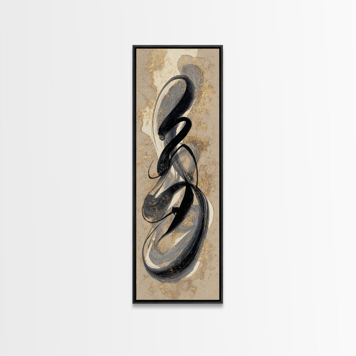 Ornamental Frame of Flourished Pen Curves Framed Canvas Print, Calligraphy Art, Scripture Art, Living Room Decor, Script, CAL-1x3-30