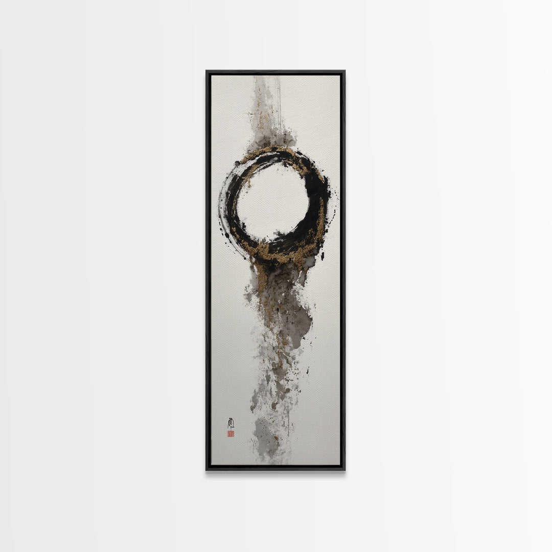 Japanese Brush Mark Circle Canvas Print, Calligraphy Art, Painting, Living Room Decor, Fine Art, Script, Japanese Art, CAL-1x3-40