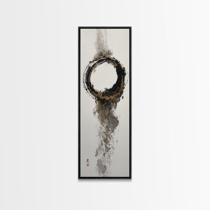 Japanese Brush Mark Circle Canvas Print, Calligraphy Art, Painting, Living Room Decor, Fine Art, Script, Japanese Art, CAL-1x3-40