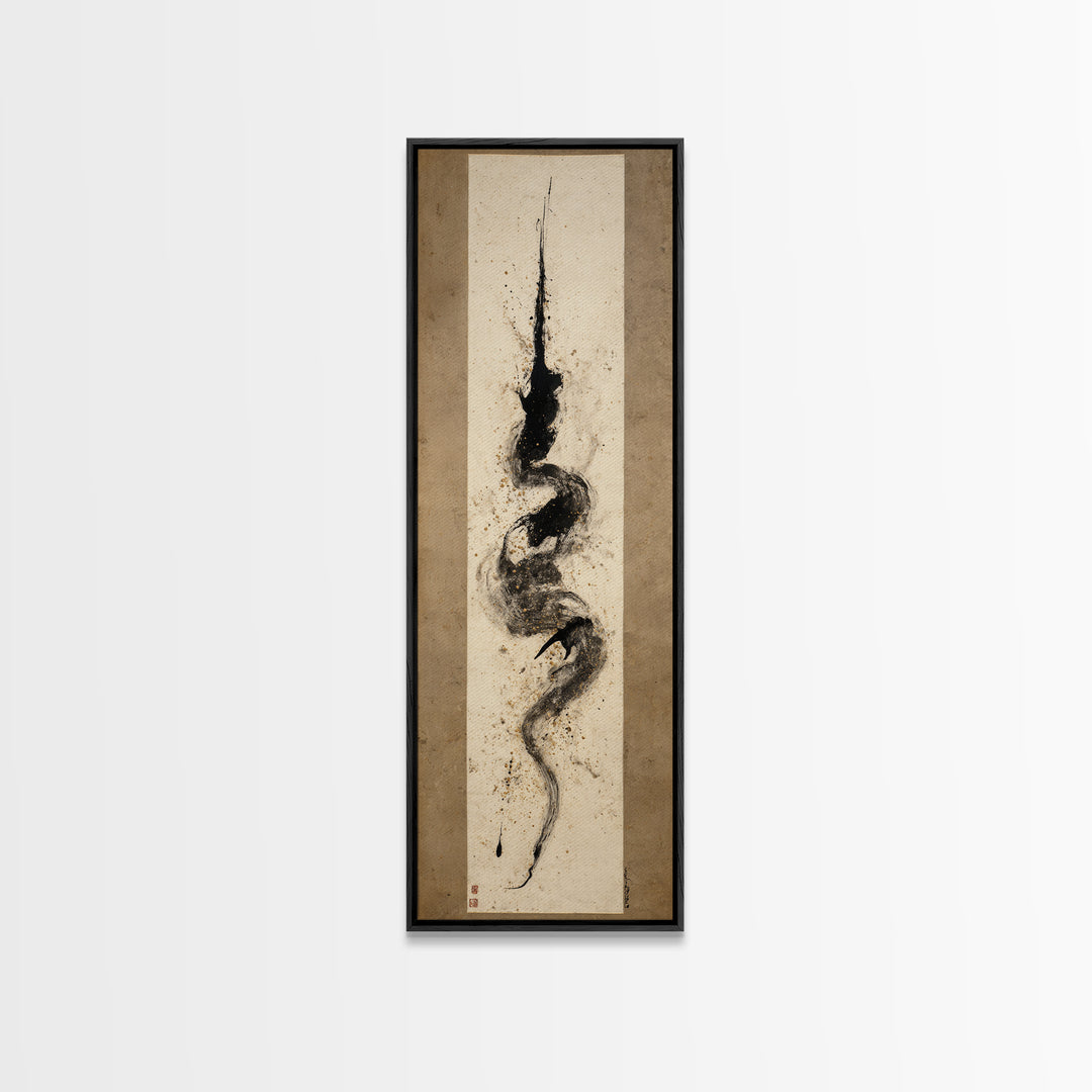 Calligraphic Bird Shape Formed from Flowing Lines Canvas Print, Calligraphy Art, Contemporary Art, Living Room Decor, Script, CAL-1x3-44