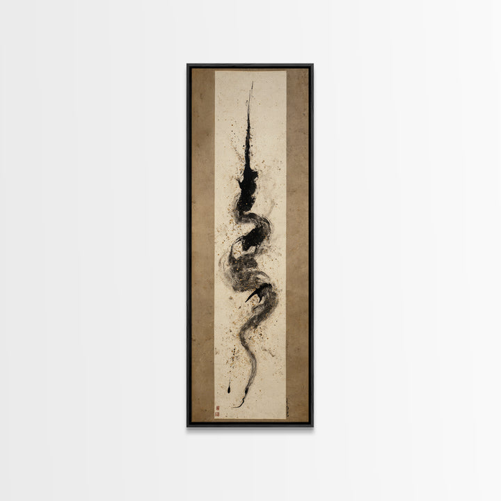 Calligraphic Bird Shape Formed from Flowing Lines Canvas Print, Calligraphy Art, Contemporary Art, Living Room Decor, Script, CAL-1x3-44