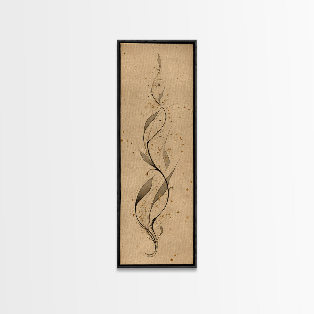 Floral Vine Created from Graceful Script Like Canvas Print, Calligraphy Art, Printable Wall Art, Living Room Decor, Script, CAL-1x3-47