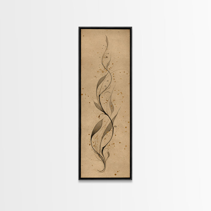 Floral Vine Created from Graceful Script Like Canvas Print, Calligraphy Art, Printable Wall Art, Living Room Decor, Script, CAL-1x3-47