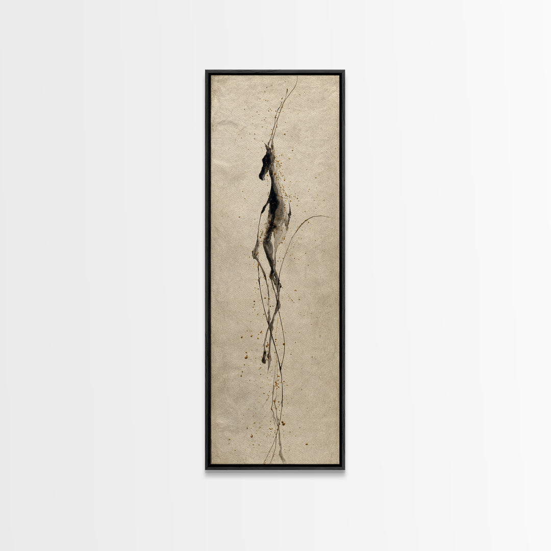Calligraphic Horse Silhouette Made from One Line Framed Canvas Print, Calligraphy Art, Modern Decor, Living Room Decor, Script, CAL-1x3-53