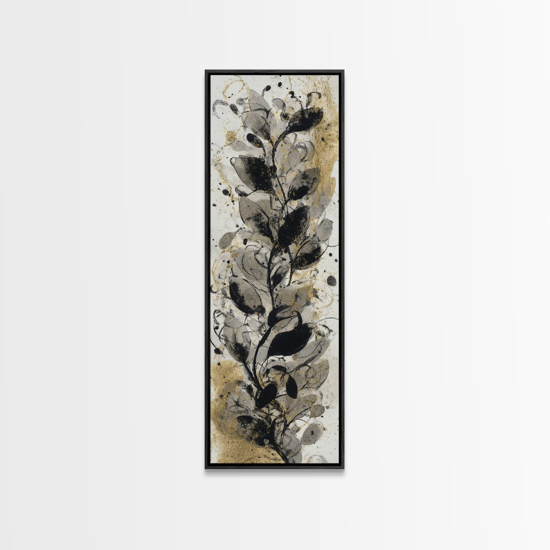 Botanical Calligraphy Pattern Framed Canvas Print, Calligraphy Art, Digital Download Art, Living Room Decor, Fine Art, Script, CAL-1x3-58