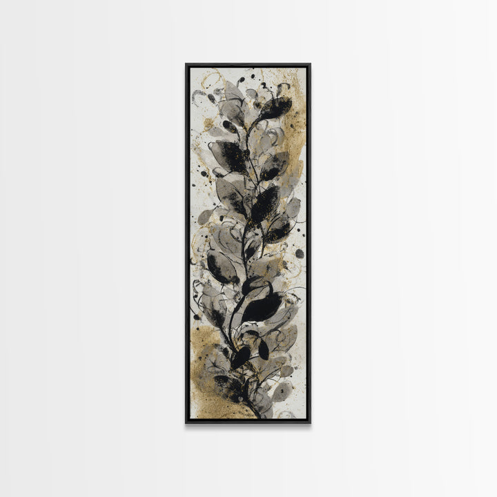 Botanical Calligraphy Pattern Framed Canvas Print, Calligraphy Art, Digital Download Art, Living Room Decor, Fine Art, Script, CAL-1x3-58