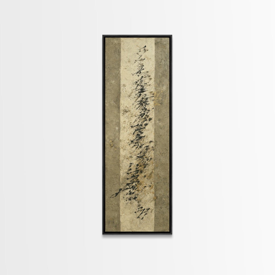 Abstract Prayer Flag of Brush Marks Canvas Print, Calligraphy Art, Printable Art, Living Room Decor, Fine Art, Script, CAL-1x3-59