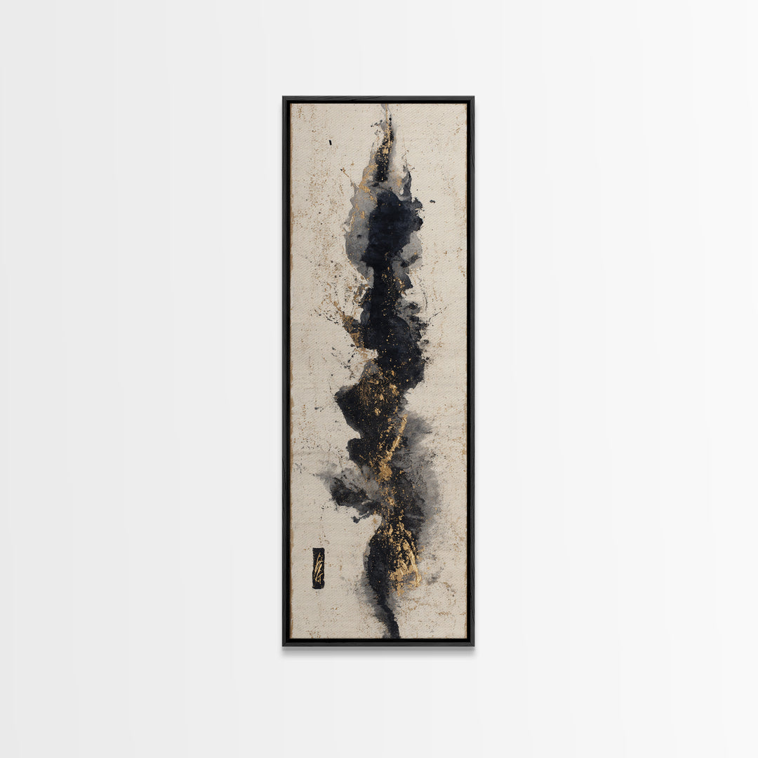 Calligraphic Bird Shape Formed from Flowing Lines Canvas Print, Calligraphy Art, Digital Print, Living Room Decor, Script, CAL-1x3-68