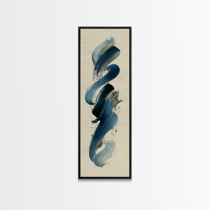 Modern Calligraphy Wave Framed Canvas Print, Calligraphy Art, Watercolor Print, Living Room Decor, Fine Art, Script, CAL-1x3-70