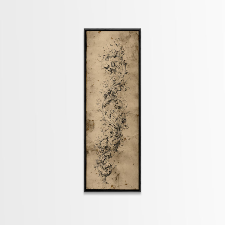 Baroque Scrollwork Made from Looping Pen Strokes Canvas Print, Calligraphy Art, Printable Art, Living Room Decor, Script, CAL-1x3-72