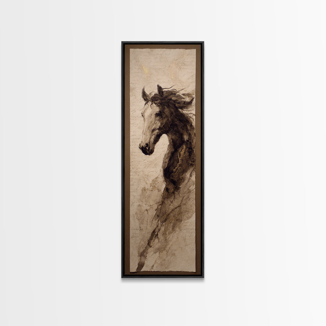 Calligraphic Horse Silhouette Made from One Line Canvas Print, Calligraphy Art, Art Print, Living Room Decor, Fine Art, Script, CAL-1x3-77