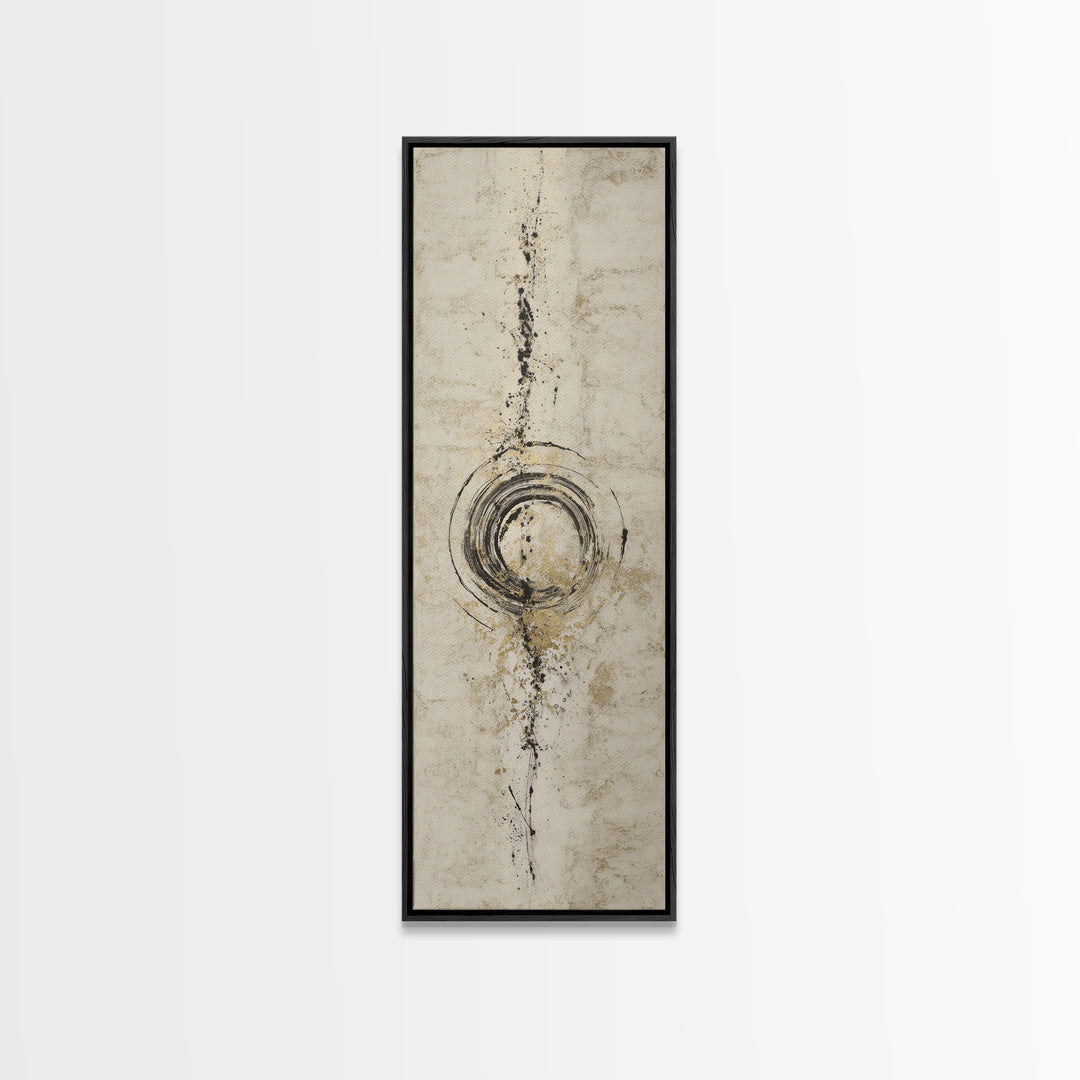 Japanese Brush Mark Circle Canvas Print, Calligraphy Art, Modern Wall Art, Living Room Decor, Script, Watercolor Print, CAL-1x3-88