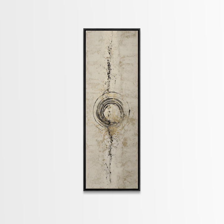 Japanese Brush Mark Circle Canvas Print, Calligraphy Art, Modern Wall Art, Living Room Decor, Script, Watercolor Print, CAL-1x3-88