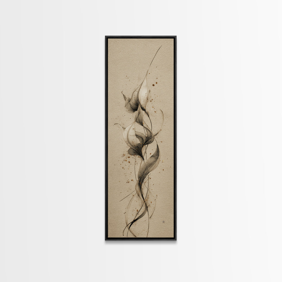 Single Elegant Flourish Shaped Like a Flower Canvas Print, Calligraphy Art, Watercolor Art, Living Room Decor, Script, CAL-1x3-89