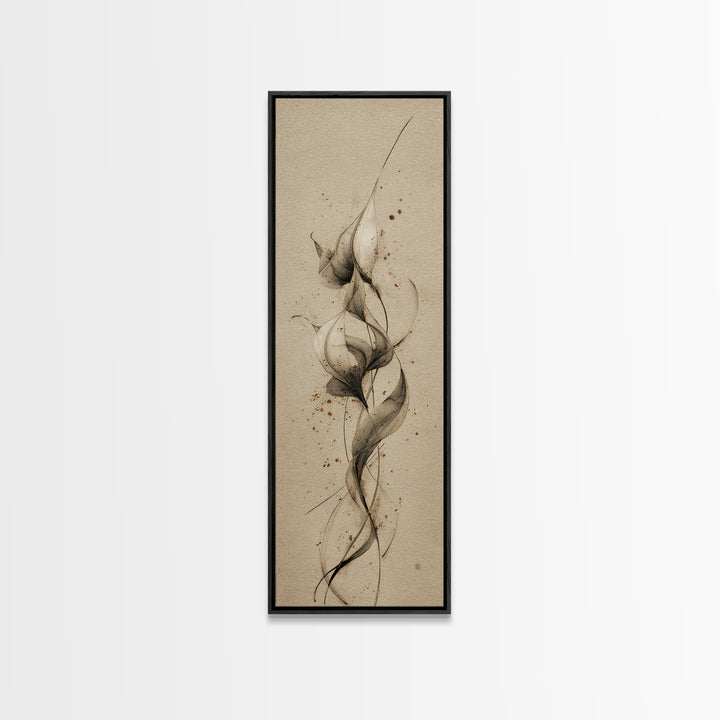 Single Elegant Flourish Shaped Like a Flower Canvas Print, Calligraphy Art, Watercolor Art, Living Room Decor, Script, CAL-1x3-89