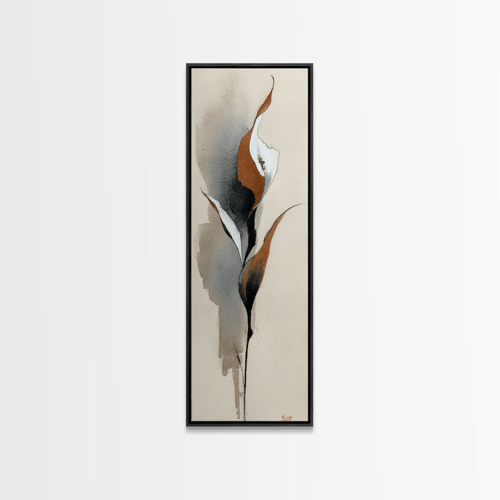 Floral Vine Created from Graceful Script Like Canvas Print, Calligraphy Art, Japanese Decor, Living Room Decor, Oil Painting, CAL-1x3-95