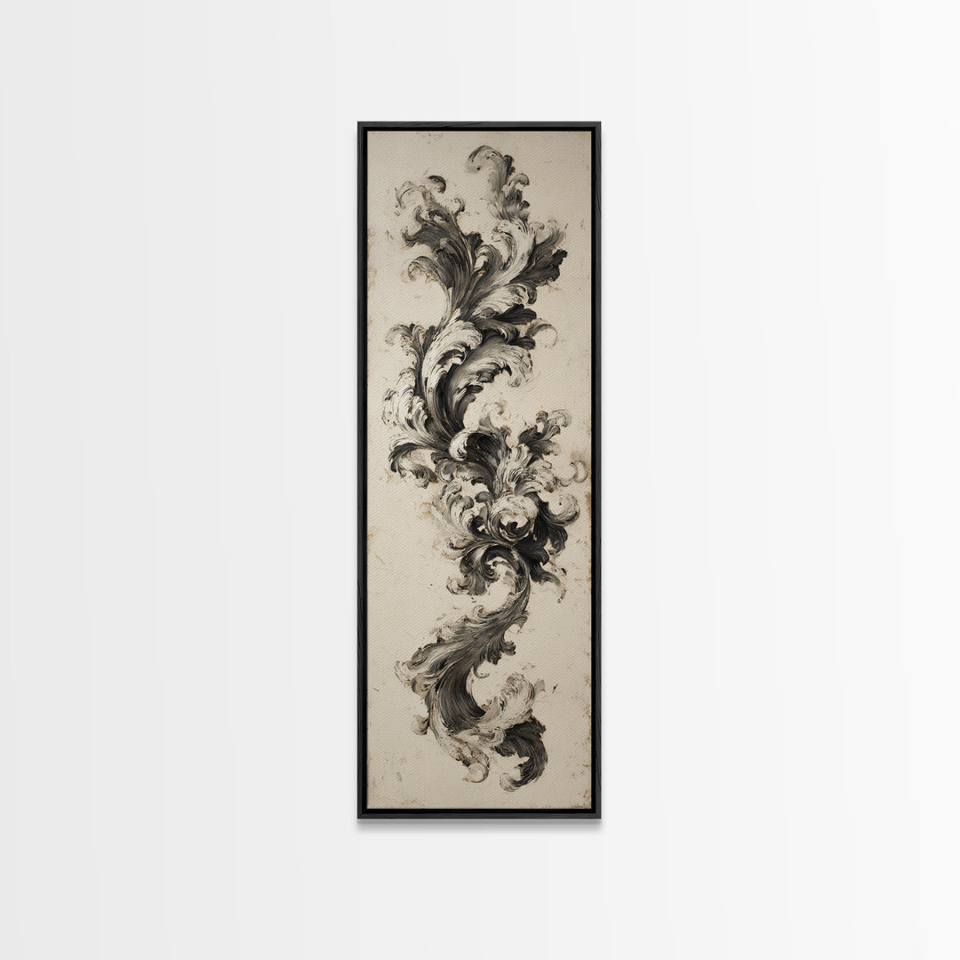Baroque Scrollwork Made from Looping Pen Strokes Canvas Print, Calligraphy Art, Living Room Wall Art, Living Room Decor, Script, CAL-1x3-96