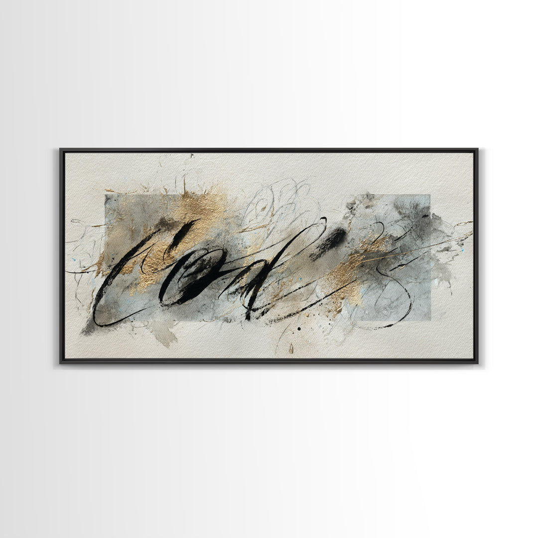 Romantic Handwritten Marks Without Readable Words Canvas Print, Calligraphy Art, Bedroom Wall Decor, Living Room Decor, Script, CAL-2x1-11