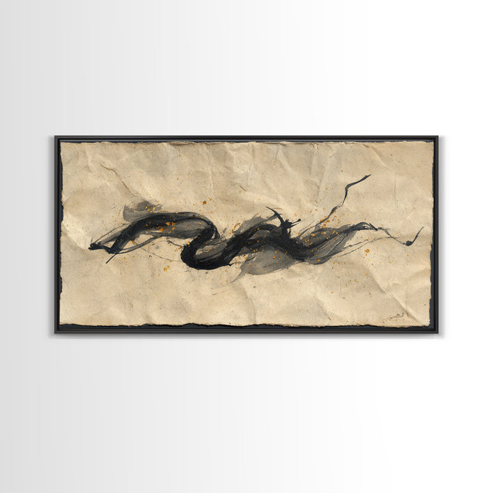 Abstract Prayer Flag of Brush Marks Framed Canvas Print, Calligraphy Art, Digital Prints, Living Room Decor, Fine Art, Script, CAL-2x1-43