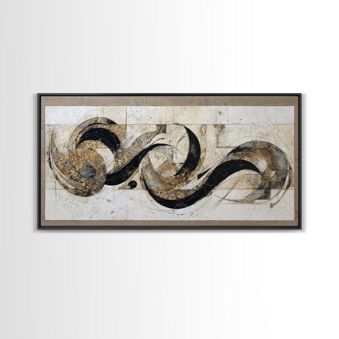 Arabic Ornamental Curves as Non Readable Art Canvas Print, Calligraphy Art, Wall Art Printable, Living Room Decor, Script, CAL-2x1-71