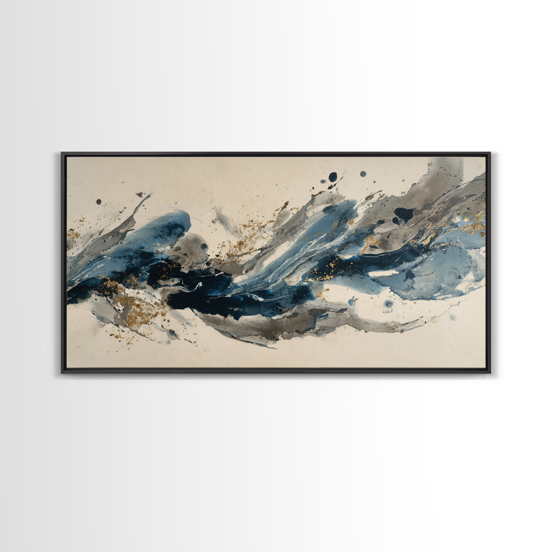 Modern Calligraphy Wave Canvas Print, Calligraphy Art, Contemporary Art, Living Room Decor, Fine Art, Script, Printable Art, CAL-2x1-78