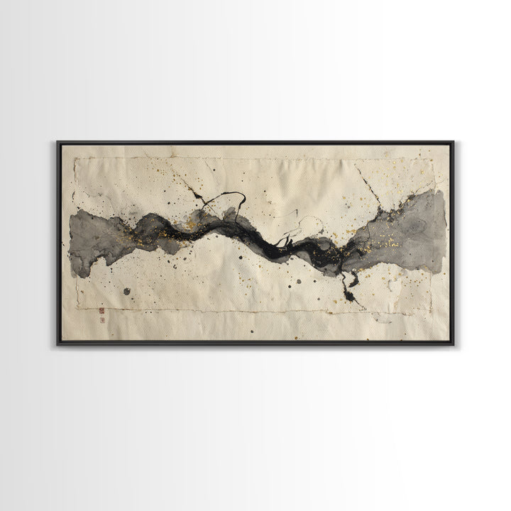 Large Sweeping Black Ink Gesture Like a Canvas Print, Calligraphy Art, Printable Art, Living Room Decor, Fine Art, Script, CAL-2x1-93