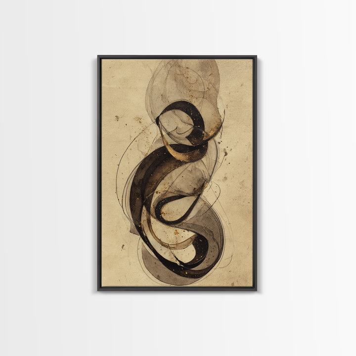 Arabic Ornamental Curves as Non Readable Art Canvas Print, Calligraphy Art, Spiritual Wall Art, Living Room Decor, Script, CAL-2x3-11