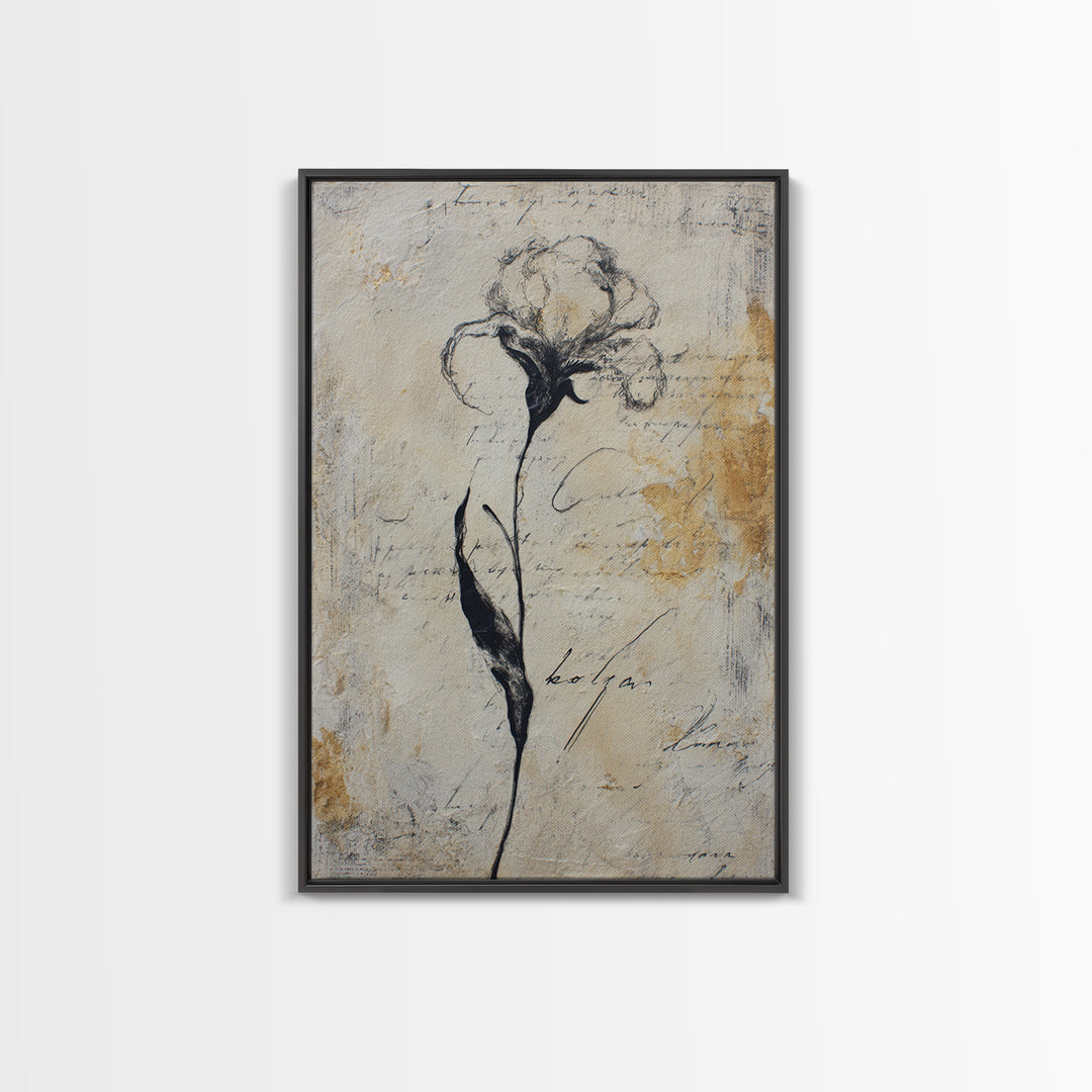 Single Elegant Flourish Shaped Like a Flower Framed Canvas Print, Calligraphy Art, Wall Decor, Living Room Decor, Script, CAL-2x3-13