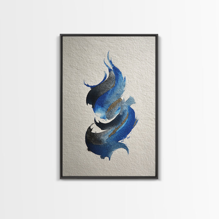 Modern Calligraphy Wave Framed Canvas Print, Calligraphy Art, Room Decor, Living Room Decor, Fine Art, Script, Printable, CAL-2x3-18