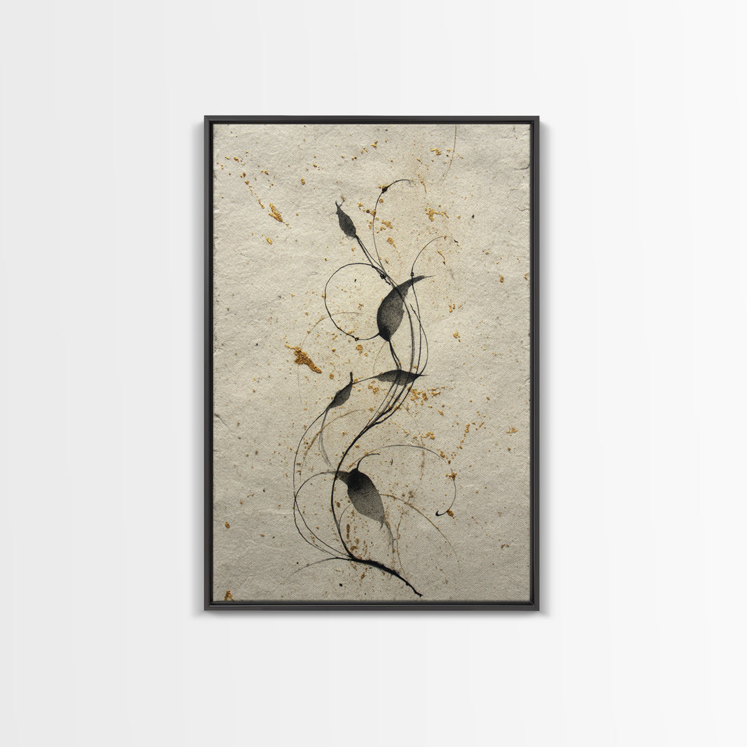 Floral Vine Created from Graceful Script Like Canvas Print, Calligraphy Art, Neutral Decor, Living Room Decor, Script, CAL-2x3-19