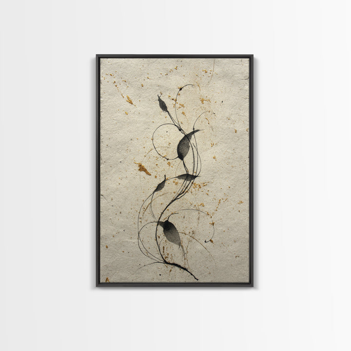 Floral Vine Created from Graceful Script Like Canvas Print, Calligraphy Art, Neutral Decor, Living Room Decor, Script, CAL-2x3-19