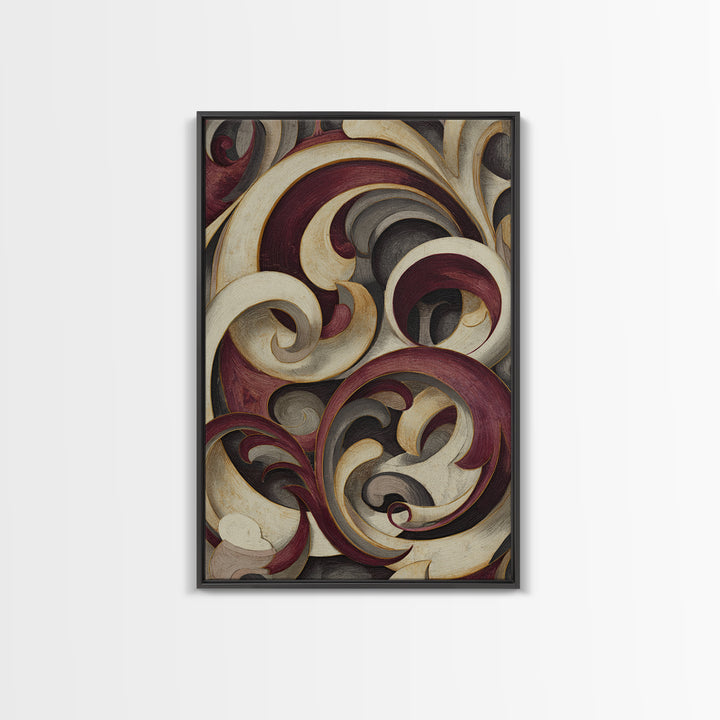 Ornamental Frame of Flourished Pen Curves Framed Canvas Print, Calligraphy Art, Boho Decor, Living Room Decor, Fine Art, Script, CAL-2x3-2