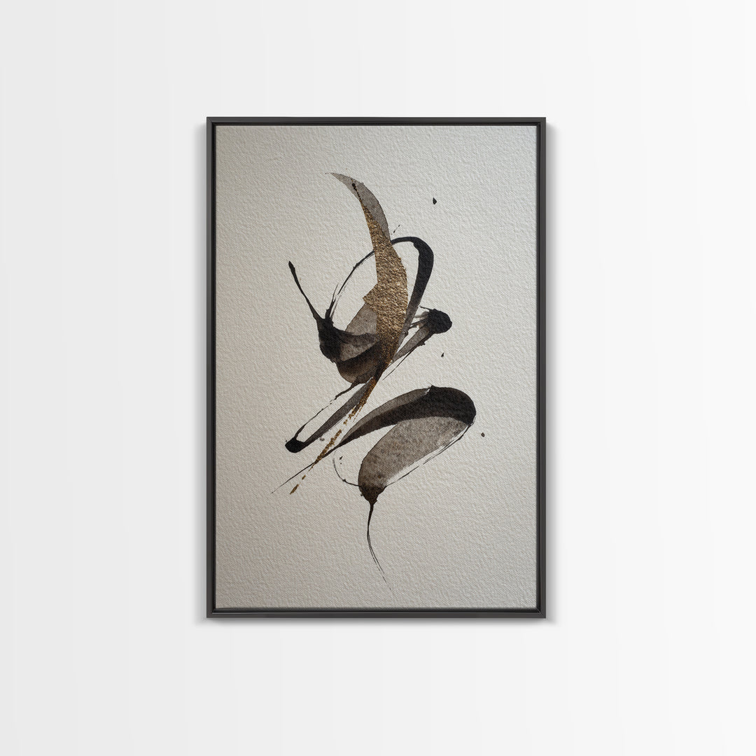 Calligraphic Bird Shape Formed from Flowing Lines Canvas Print, Calligraphy Art, Fine Art Print, Living Room Decor, Script, CAL-2x3-40