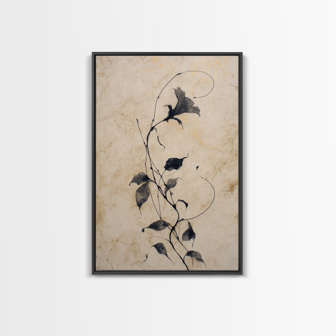 Floral Vine Created from Graceful Script Like Canvas Print, Calligraphy Art, Contemporary Art, Living Room Decor, Script, CAL-2x3-43