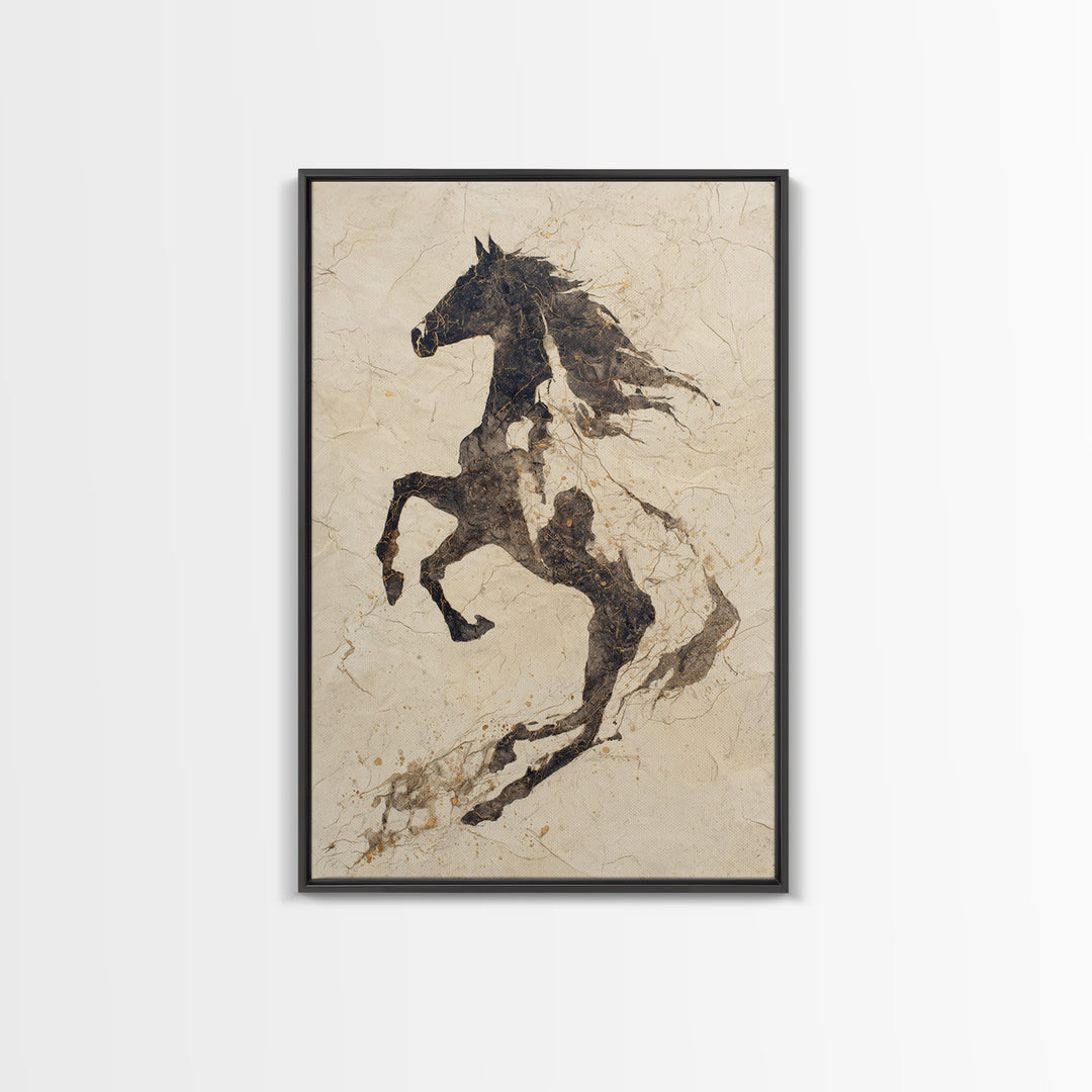 Calligraphic Horse Silhouette Made from One Line Canvas Print, Calligraphy Art, Prints, Living Room Decor, Fine Art, Script, CAL-2x3-49