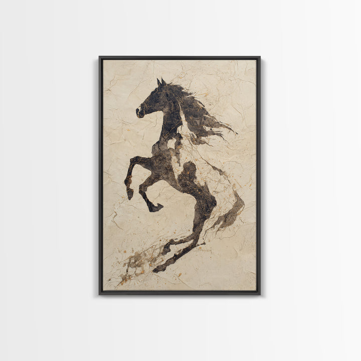 Calligraphic Horse Silhouette Made from One Line Canvas Print, Calligraphy Art, Prints, Living Room Decor, Fine Art, Script, CAL-2x3-49