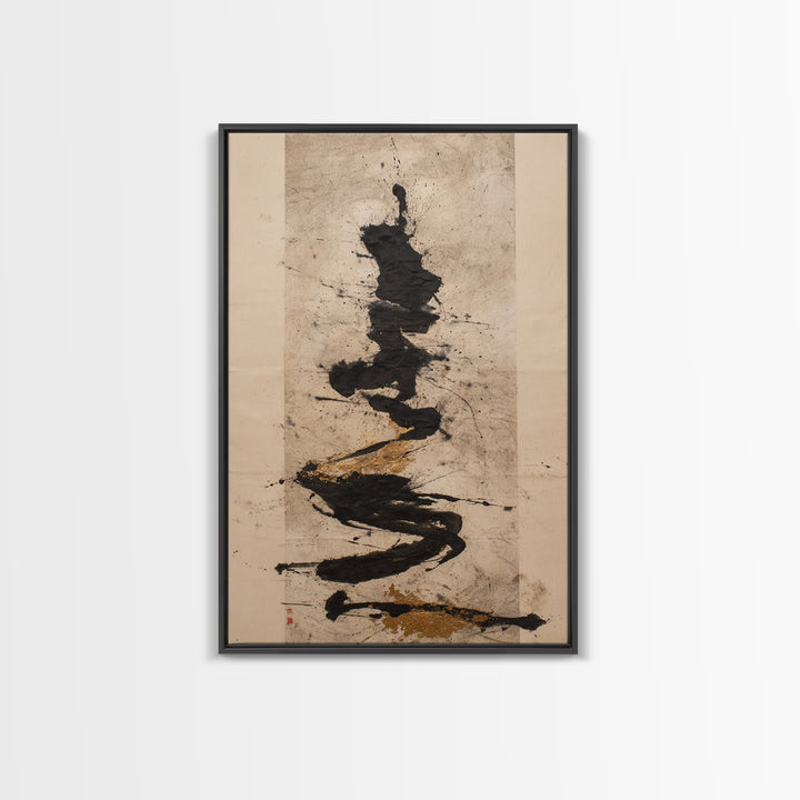 Large Sweeping Black Ink Gesture Like a Canvas Print, Calligraphy Art, Wall Art Print, Living Room Decor, Fine Art, Script, CAL-2x3-57