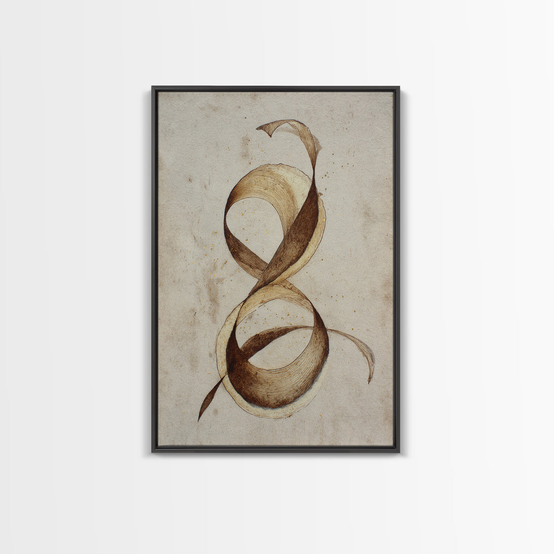 Arabic Ornamental Curves as Non Readable Art Framed Canvas Print, Calligraphy Art, Wall Decor, Living Room Decor, Script, CAL-2x3-59