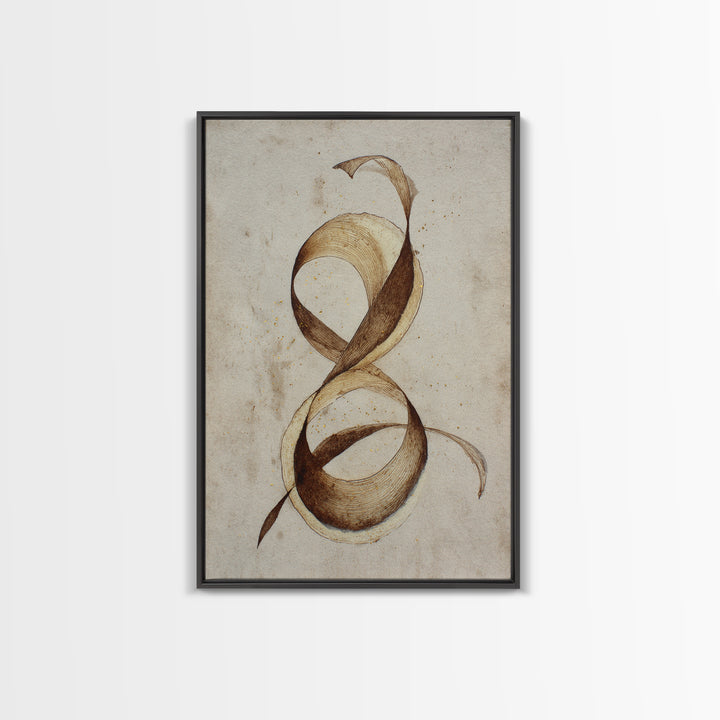 Arabic Ornamental Curves as Non Readable Art Framed Canvas Print, Calligraphy Art, Wall Decor, Living Room Decor, Script, CAL-2x3-59