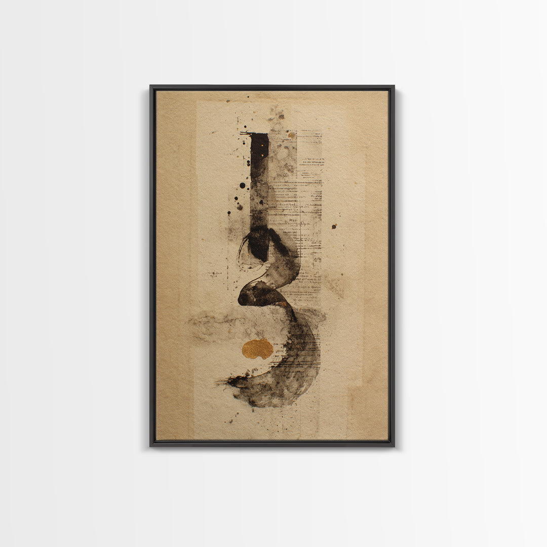 Monochrome Brush Alphabet Fragments as Abstract Texture Canvas Print, Calligraphy Art, Digital Print, Living Room Decor, Script, CAL-2x3-69