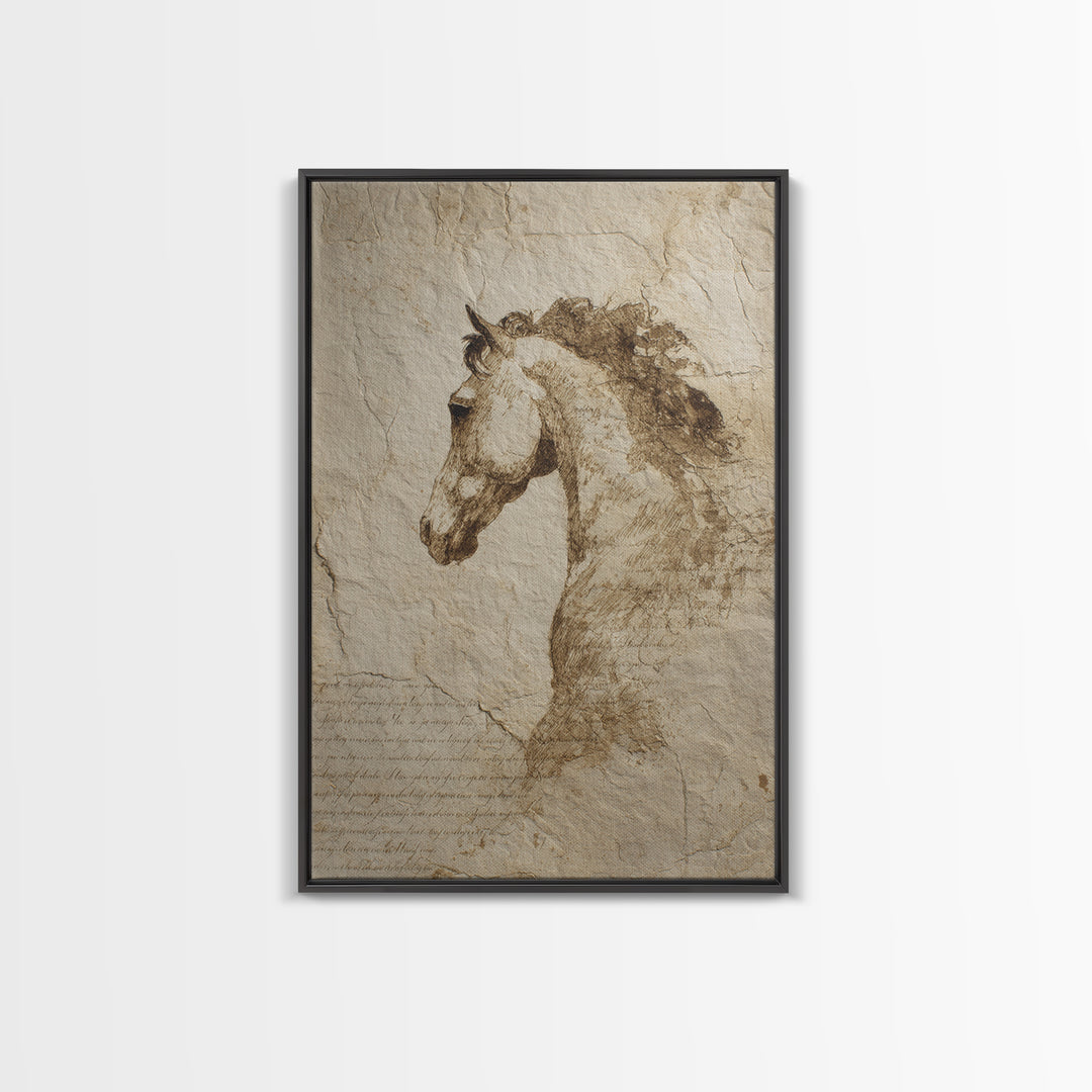 Calligraphic Horse Silhouette Made from One Line Canvas Print, Calligraphy Art, Printable Art, Living Room Decor, Script, CAL-2x3-73