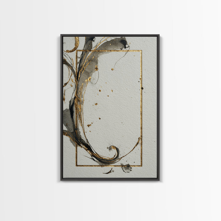 Ornamental Frame of Flourished Pen Curves Framed Canvas Print, Calligraphy Art, Wall Decor, Living Room Decor, Fine Art, Script, CAL-2x3-74