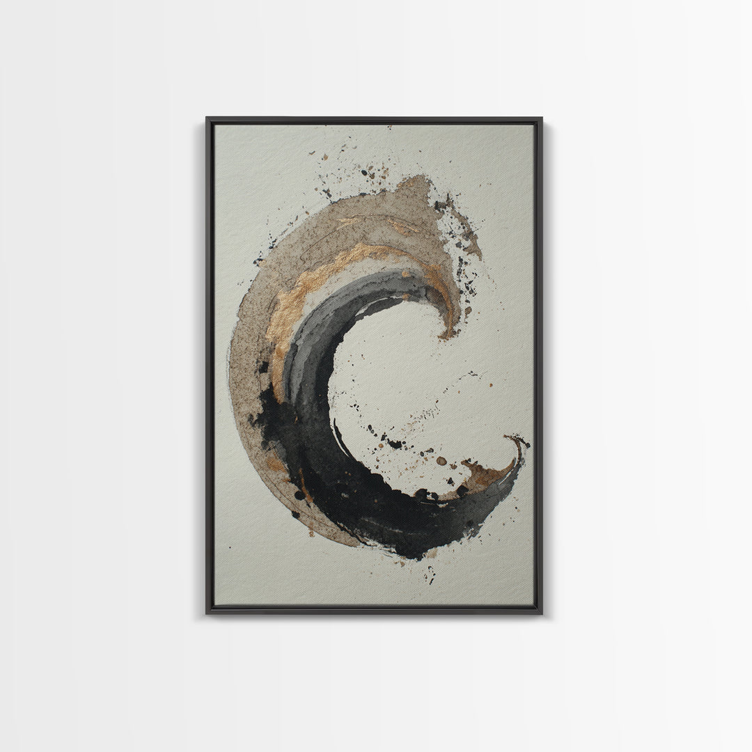 Crescent Moon Made from Elegant Ink Swashes Canvas Print, Calligraphy Art, Calligraphy, Living Room Decor, Fine Art, Script, CAL-2x3-77