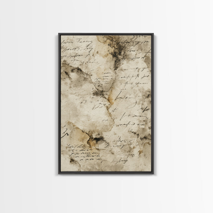Romantic Handwritten Marks Without Readable Words Canvas Print, Calligraphy Art, Living Room Wall Art, Living Room Decor, CAL-2x3-95