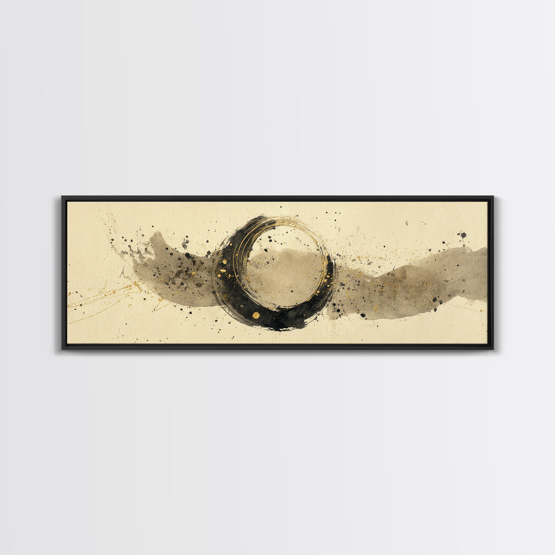 Crescent Moon Made from Elegant Ink Swashes Canvas Print, Calligraphy Art, Digital Print, Living Room Decor, Fine Art, Script, CAL-3x1-13