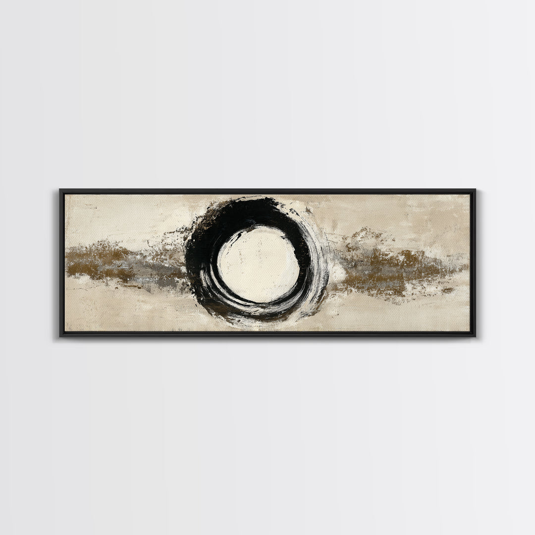 Japanese Brush Mark Circle Canvas Print, Calligraphy Art, Japanese Decor, Living Room Decor, Fine Art, Script, Art Print, CAL-3x1-20