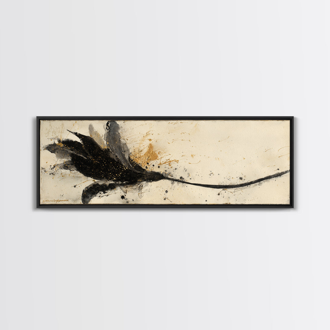 Single Elegant Flourish Shaped Like a Flower Canvas Print, Calligraphy Art, Bedroom Wall Decor, Living Room Decor, Script, CAL-3x1-21