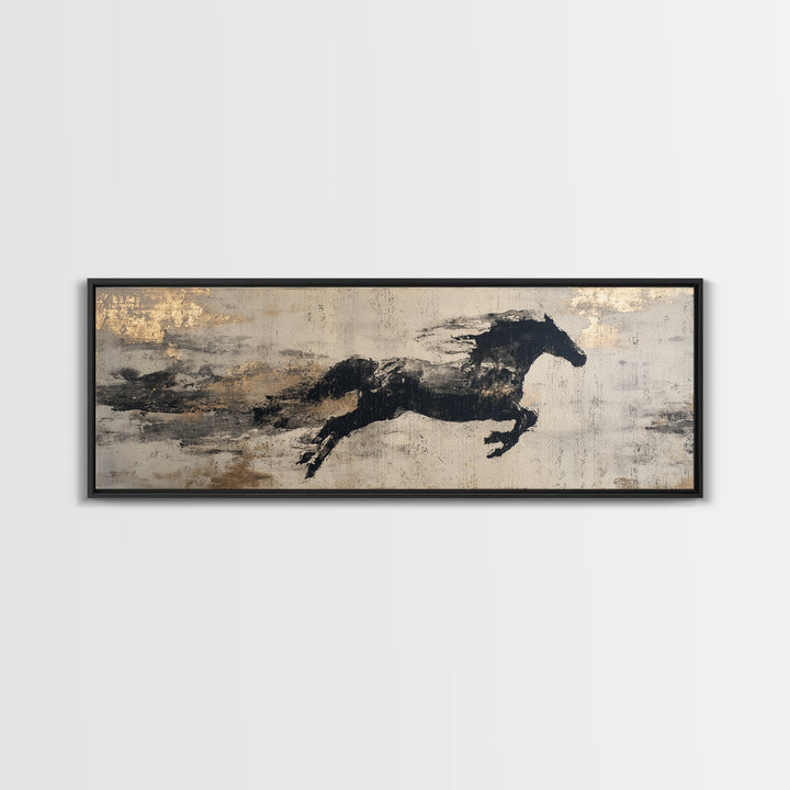 Calligraphic Horse Silhouette Made from One Line Canvas Print, Calligraphy Art, Modern Wall Art, Living Room Decor, Script, CAL-3x1-33